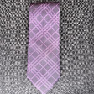 Burberry Nova Check Lavender Purple Silk Plaid Necktie Made in Italy